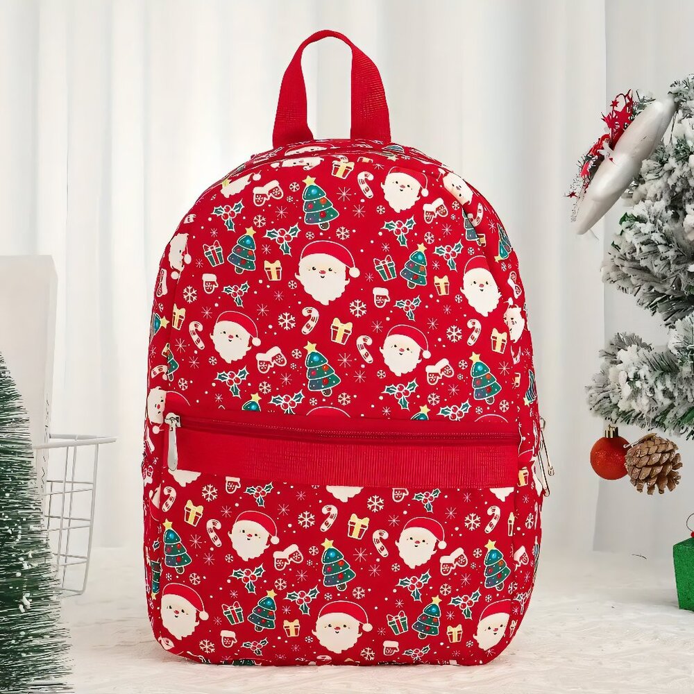 Santa Christmas Mini Backpack Holiday Tree Snowflakes Gifts Presents Candy NEW